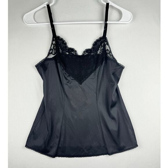 vassarette Tops - Vintage 90's Vassarette USA Black Lace Trim V Neck Camisole Top Women's Small